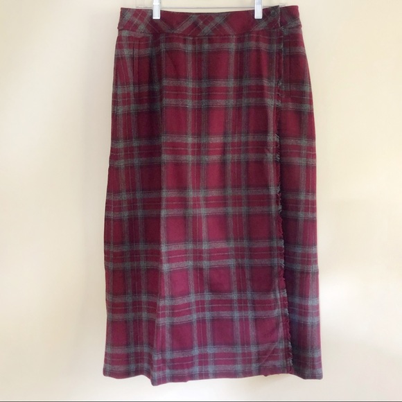 Eddie Bauer Dresses & Skirts - Eddie Bauer Vintage Plaid Wool Maxi Wrap Skirt